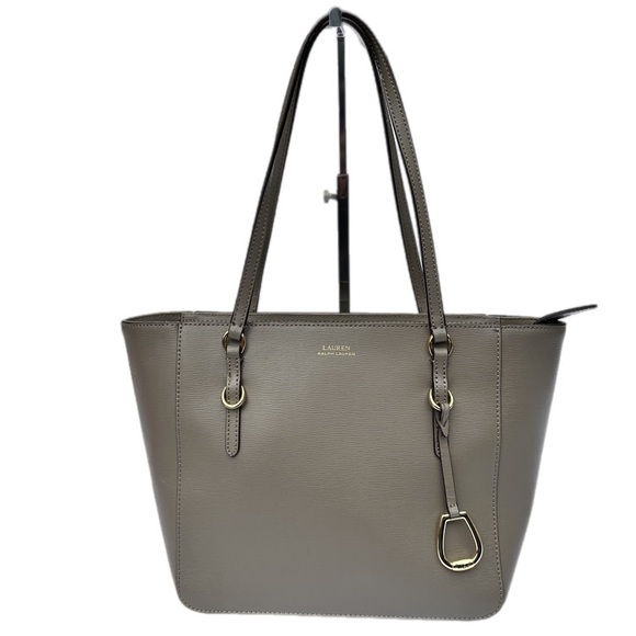 Lauren Ralph Lauren Handbags - Ralph Lauren Leather Minimalist Bennington  Saffiano Taupe  Leather Tote